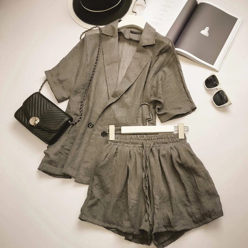 

Women OL Blazer And Short Suit Set Female Coat Sexy Chic Suit Women Office 2 Pieces Sets