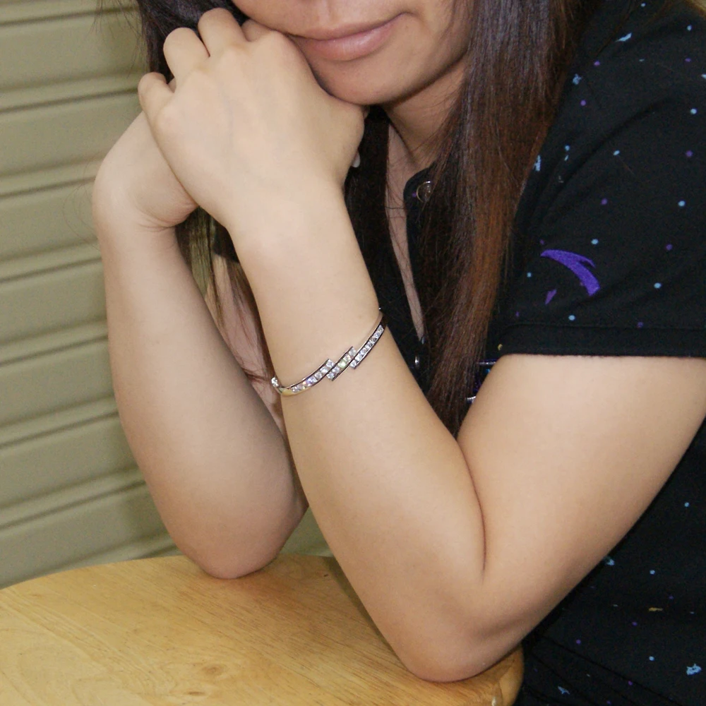 Женский браслет из чистого серебра 925 пробы блестящий циркониевый мозаичный