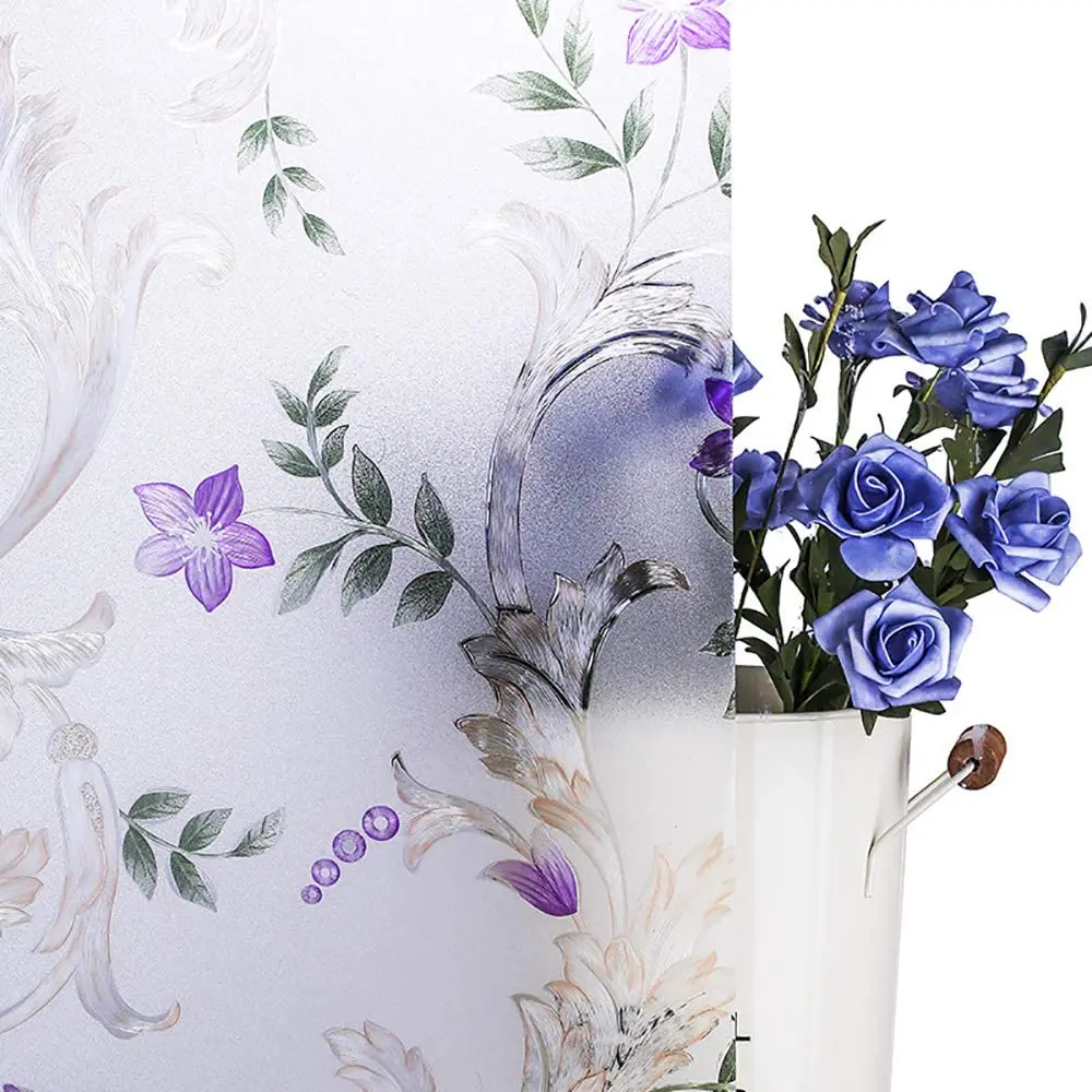 Цветочная матовая самоклеящаяся декоративная оконная пленка статическая липкая