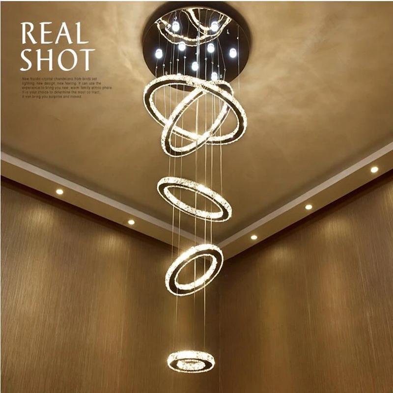 

Nordic Led Chandelier Crystal Lustre Lighting Modern Crystal Pendant Light Circles Hanging Lighting Home Decoration