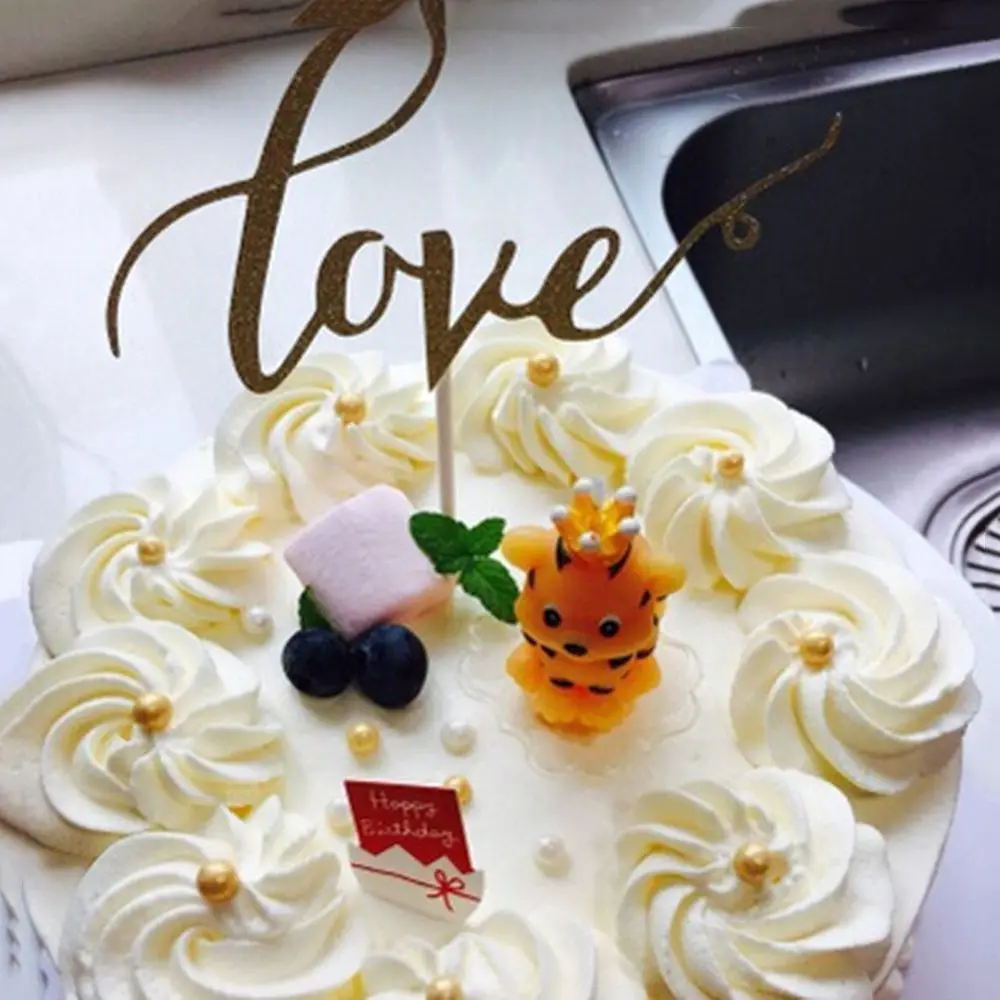 Блестящий золотистый Топпер для торта LOVE украшение свадьбы помолвки вечеринки