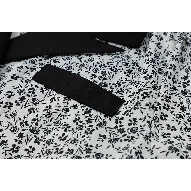 Chic French Vintage Dress For Women Suit Collar Short Sleeve Double-Breasted Irregular Floral Cake Female Summer 2021 New | Женская