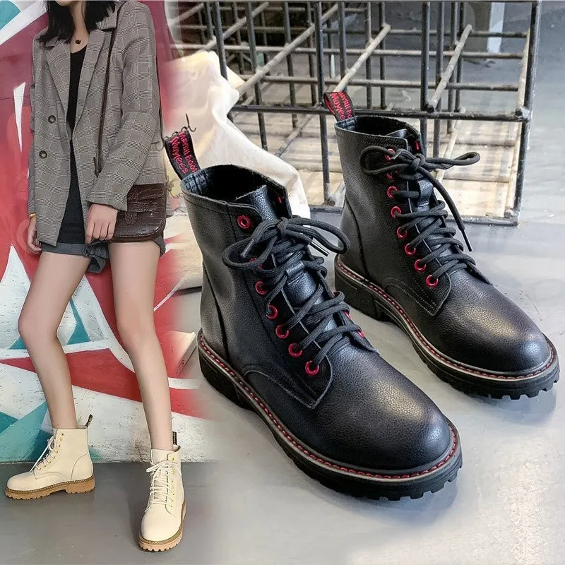 

Martin Boots Women's 2021 New Autumn And Winter Lace-up Thick Heel Women's Boots Foreign Trade Plus Size Short Boots Women.