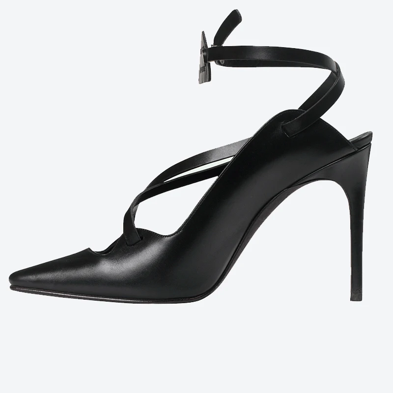 

Woman Square Toe Pumps Ankle Button High Heels Runway Shoes Multi-Color Stylish Spring Genuine Leather Shoes Fashon Fenimine