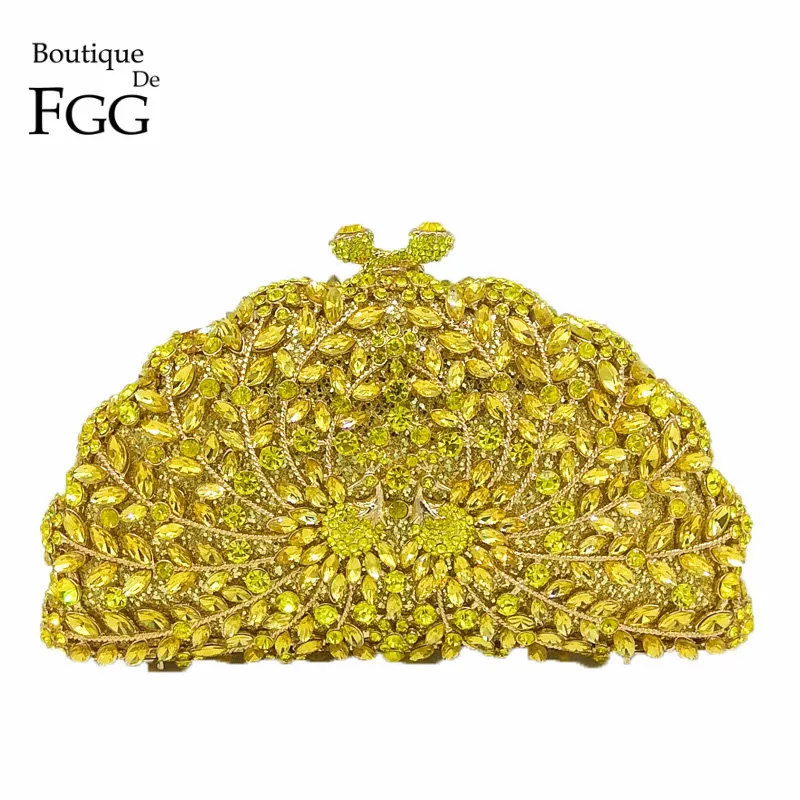 Женский клатч с кристаллами Boutique De FGG зеленый павлином для свадьбы коктейльной
