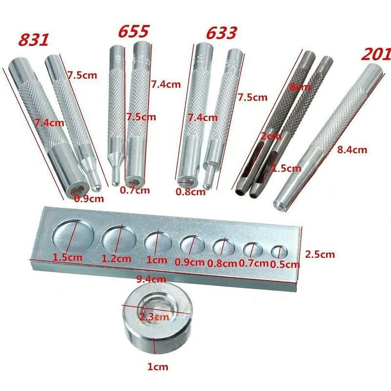 11 шт. Die удар оснастку заклепки сеттер база Leather Установка остриём набор ручных