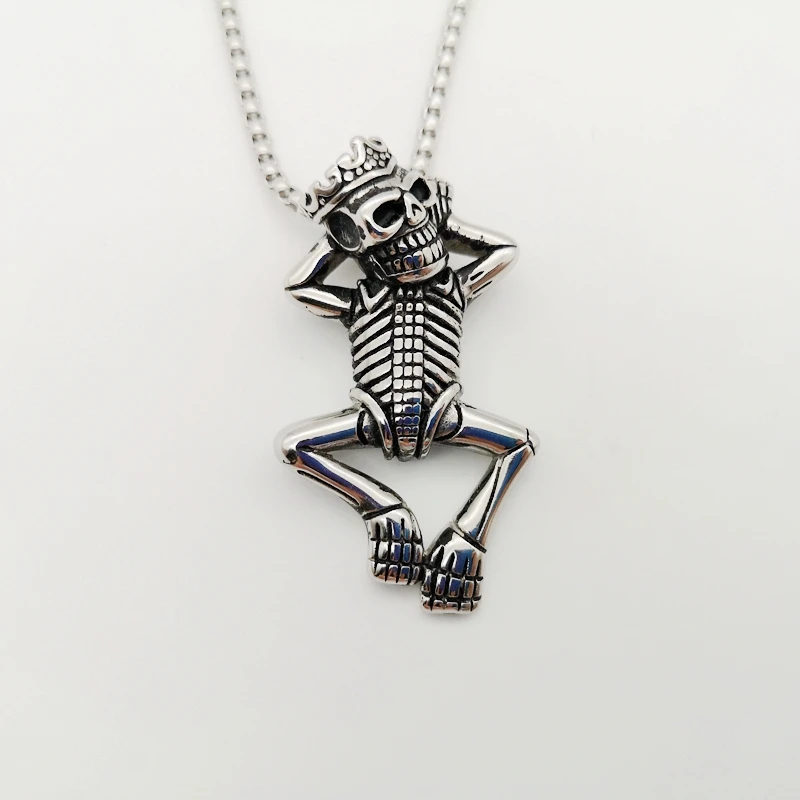 VIntage 5 mini crown skeleton pendant necklace 316L stainless steel men Gothetic skull necklace Skeleton jewelry