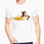 Летняя забавная футболка Николаса Кейджа в банане, Мужская хипстерская футболка, топы с коротким рукавом, мужская белая креативная футболка