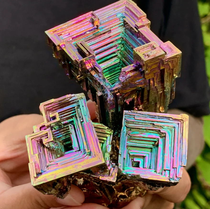 

Beautiful bismuth mine furnishing gifts of natural energy healing furnishing