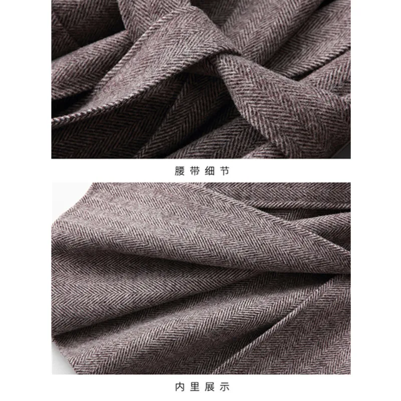 

2020 Women Woolen Coat Elegant Turn Down Collar Women Long Woolen Coat Dark Gray Autumn Winter Warm Coat Casaco Feminino