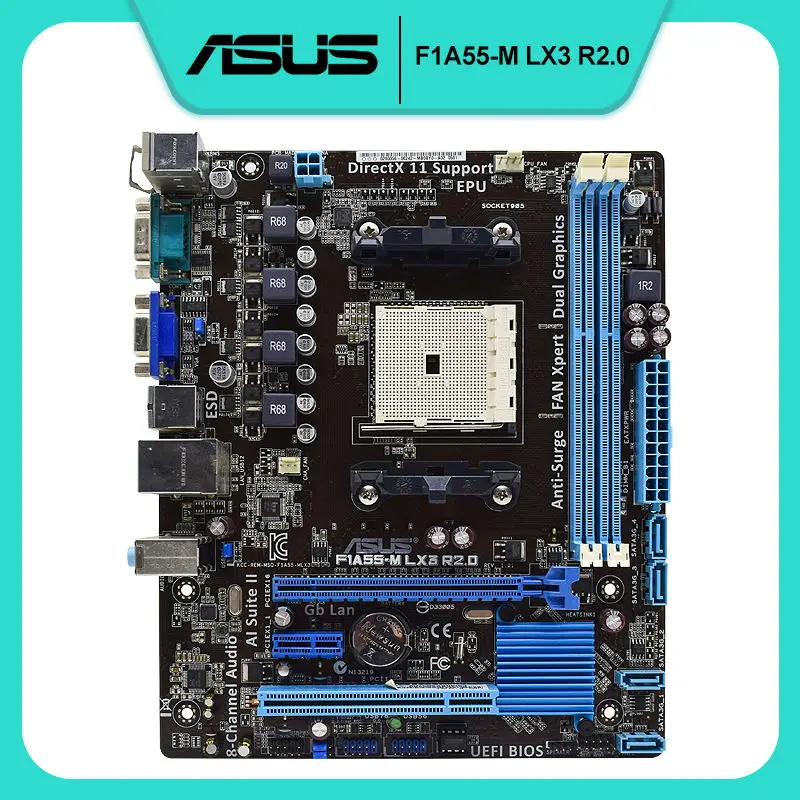 

Оригинальная настольная Материнская плата ASUS F1A55-M LX3 R2.0 Socket FM1 AMD A55M A55 DDR3 1333 МГц RAM Memory VGA PCI-E X16 AMD A/E2