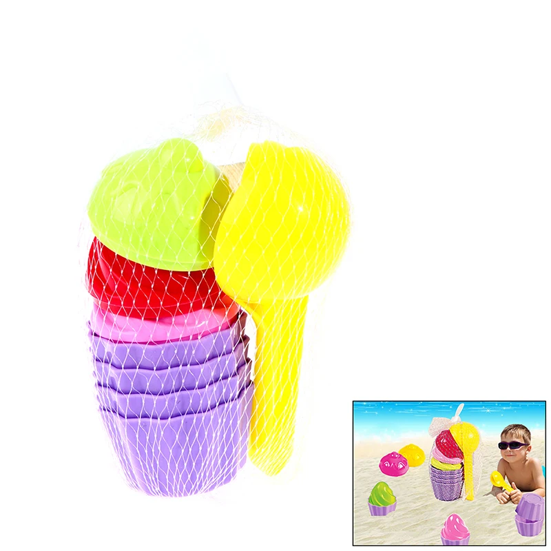

Baby Beach Toys Early Educational Bath Toys Small Cake Mould Spoon Ice Cream Pudding Beach Sand Snow Play Water Toys 9pcs/set