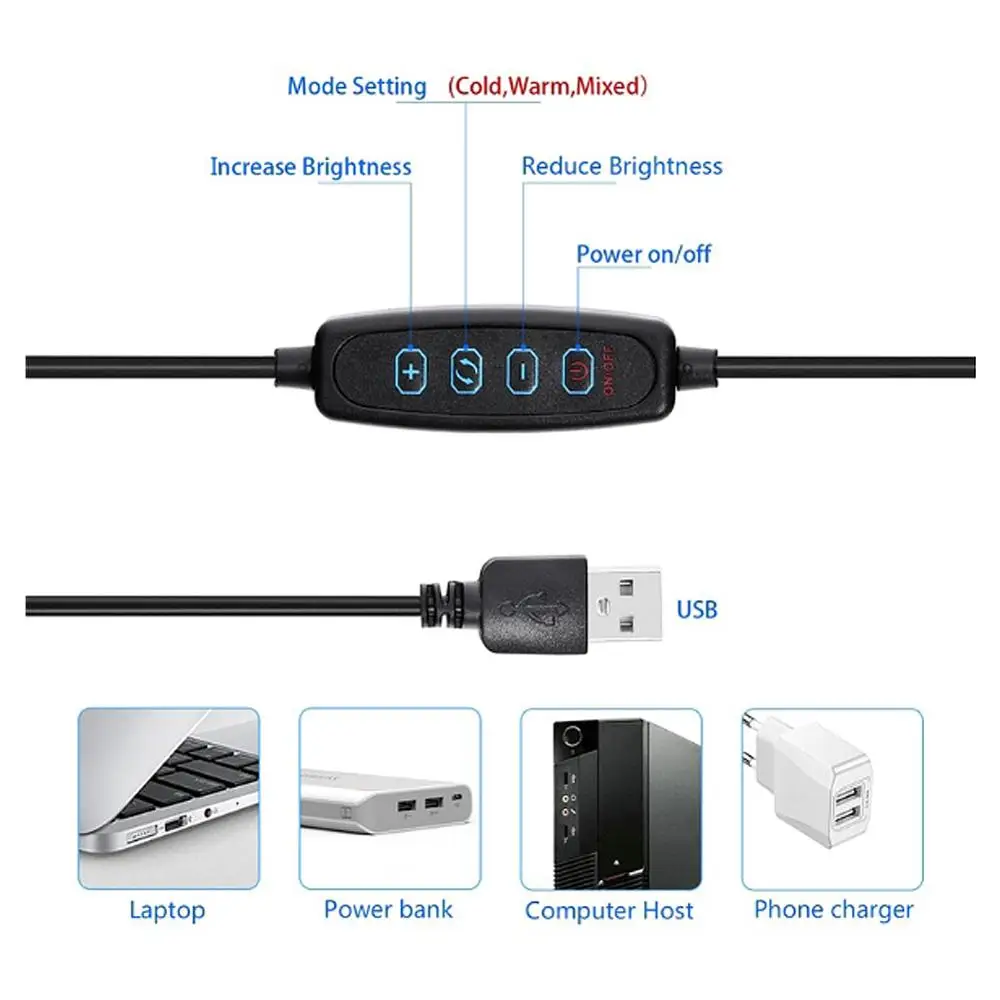 Кольцевой светильник диаметром 10 дюймов с подставкой светодиодный для камеры