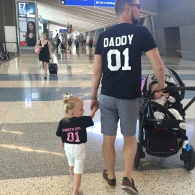 Семейная футболка с коротким рукавом для папы и девушки семейные подходящие