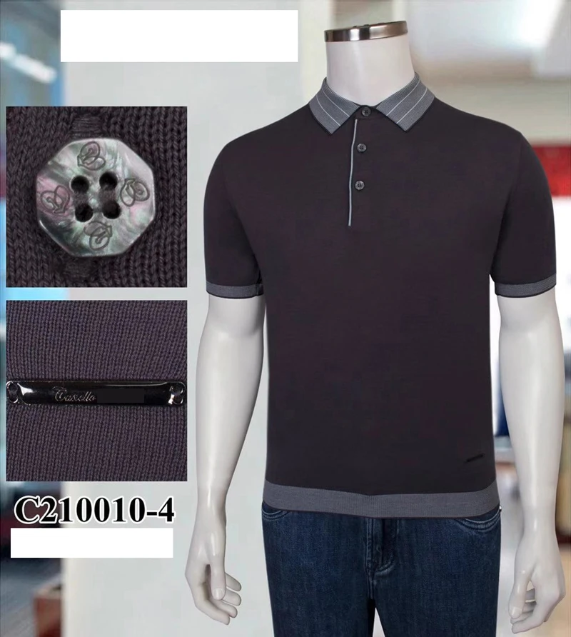 

BILLIONAIRE Polo shirt men Lapel buttons 2021 new summer Silk Business button embroidery big size high quale size M~4XL