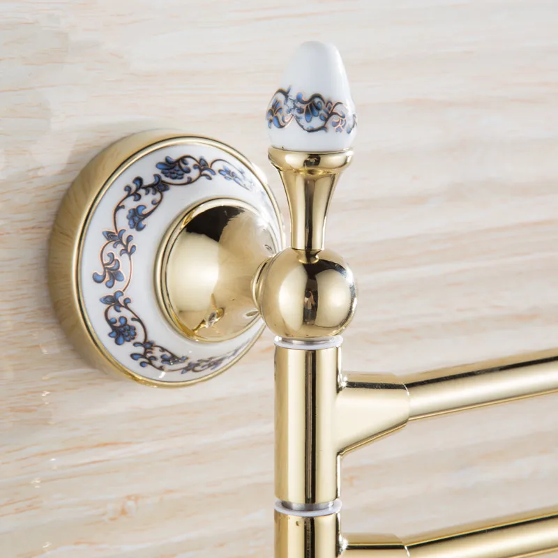 Латунная Складная Вращающаяся вешалка для полотенец 3 полоски | Обустройство