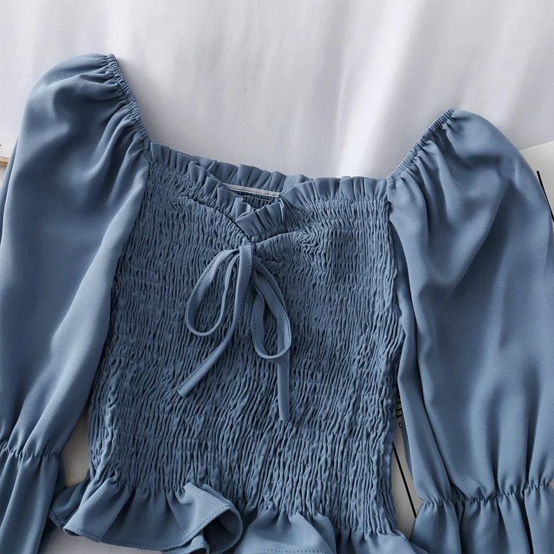 Summer Women Slash Neck Off Shoulder Chiffon Blouses Elegant Female Ruffles Flare Sleeve Shirt Tops 2020 Streetwear Retro Tops
