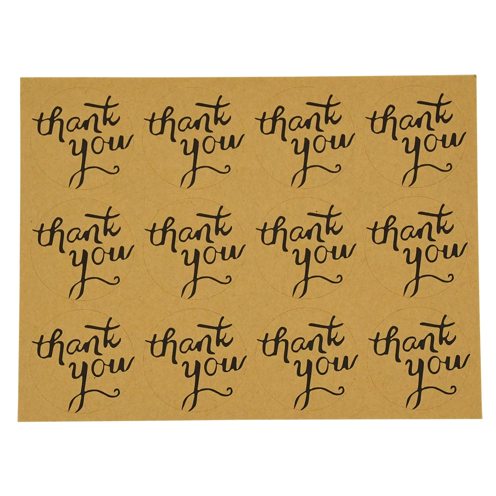 

60pcs Kraft Paper Thank You Stickers Seal Labels 3.5cm Decoration Sticker For Handmade Wedding Gift Labels Stationery