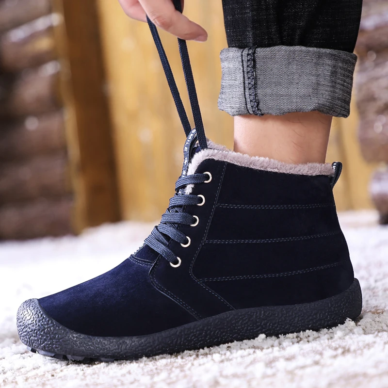 Мужские зимние ботинки высококачественные плюшевые для мужчин модная удобная