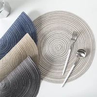 4PCS Dining Tableware Mat Non-Slip Round Cotton Linen Heat Insulated Coaster Cup Pot Mat Placemat Table Decor Insulation Pad