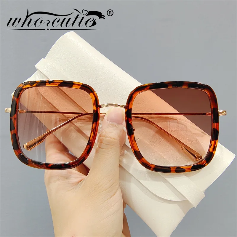 

Vintage Oversized Tortoiseshell Square Sunglasses Women 2021 Brand Design Fashion Gradient Men Sun Glasses Shades Female Oculos