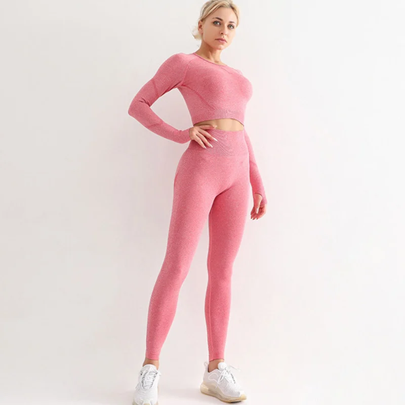 

Two Pieces Leggings Yoga Set Gym Top Seamless Fitness Suit Sportswear Women's Tracksuits 2021 Sports Sport Clothes For Women