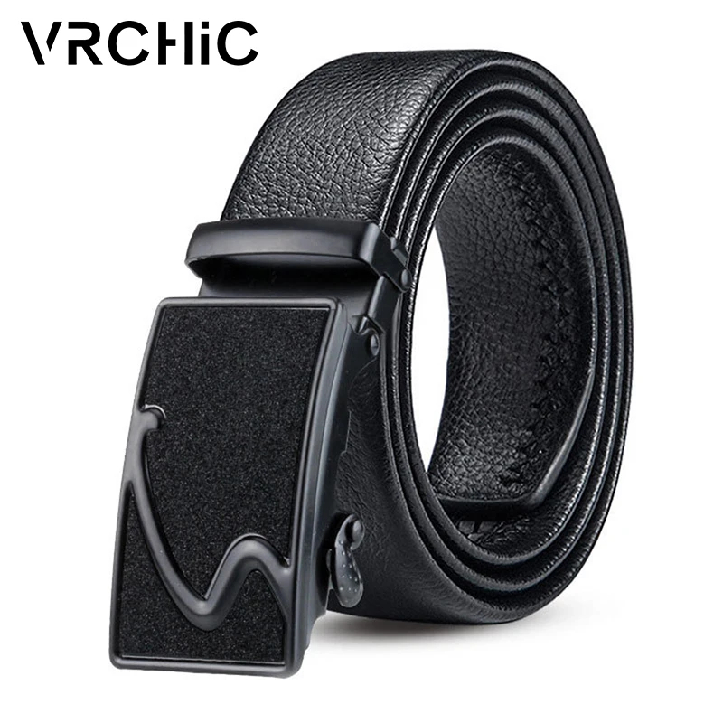 VRCHIC мужской кожаный ремень из натуральной кожи черный модный сплав роскошная