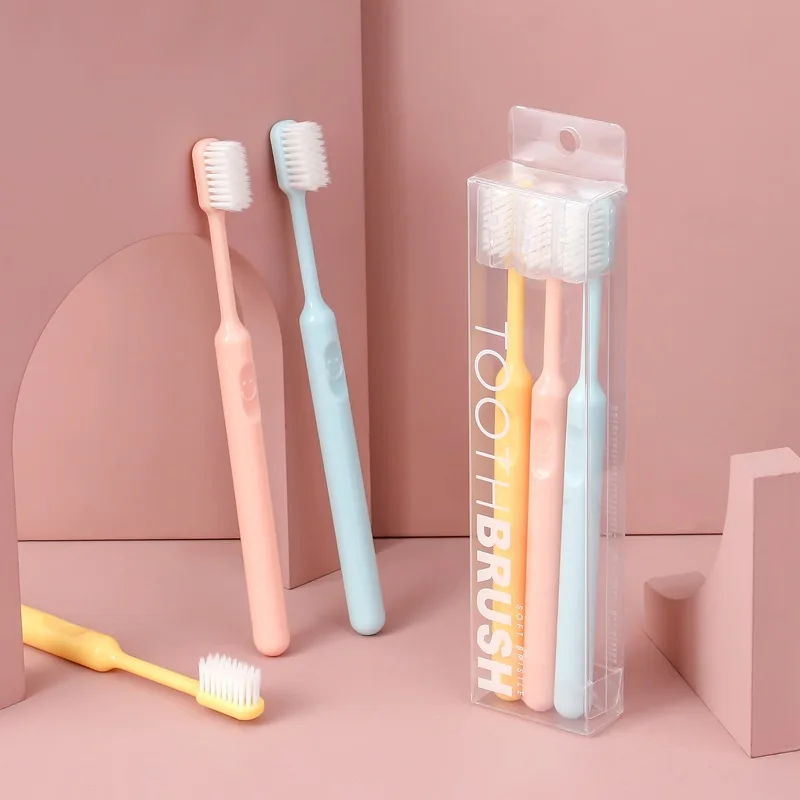 

3pcs/set Candy Color Soft Bristles Toothbrush for Adult Couples Home Family with Protective Cover Superfine Soft Head Toothbrush
