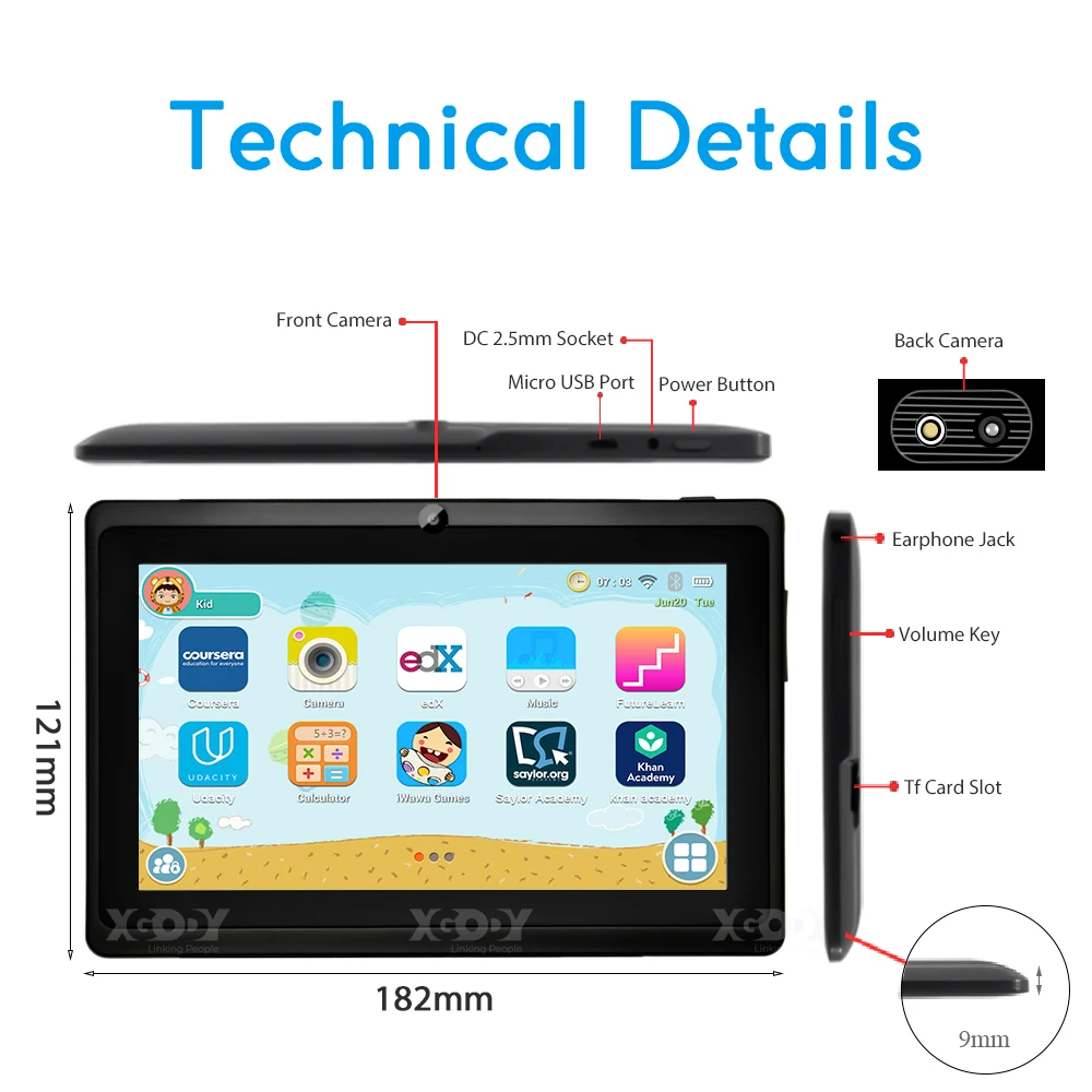 

7 Inch Kids Tablet Children Learning Education Tablet Best Gift For Kids Android 8.1 Quad Core 1GB 16GB Tablet Computer
