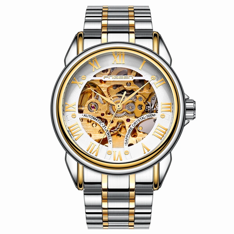 Часы наручные мужские автоматические брендовые роскошные стальные с синей