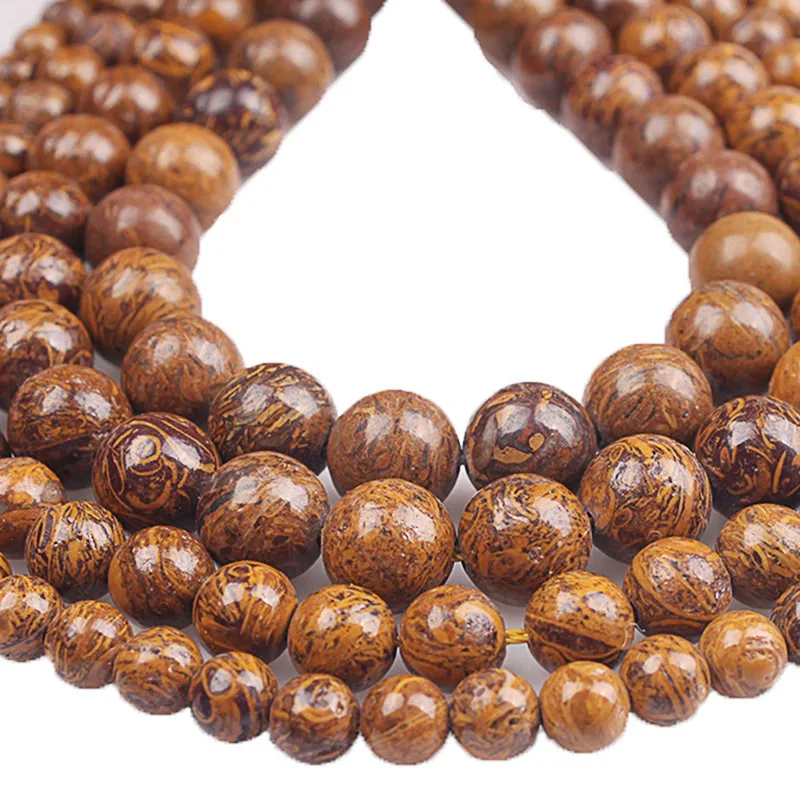 100% натуральный резиновый камень коричневая полоса Свободные Круглые бусины 15