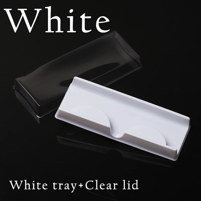 Упаковка для ресниц коробки для ресниц Прозрачная крышка бежевый розовый, белый, прозрачный поднос для ресниц Алмазная коробка - Цвет: White tray and lid