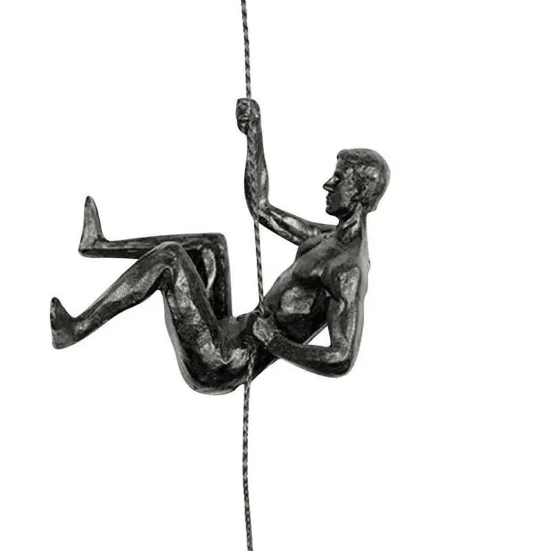 Creative Climbing Man Resin Iron Wire Three-dimensional Wall Hanging Decoration Sculpture Figures Ornaments Home Decor Statue | Дом и сад
