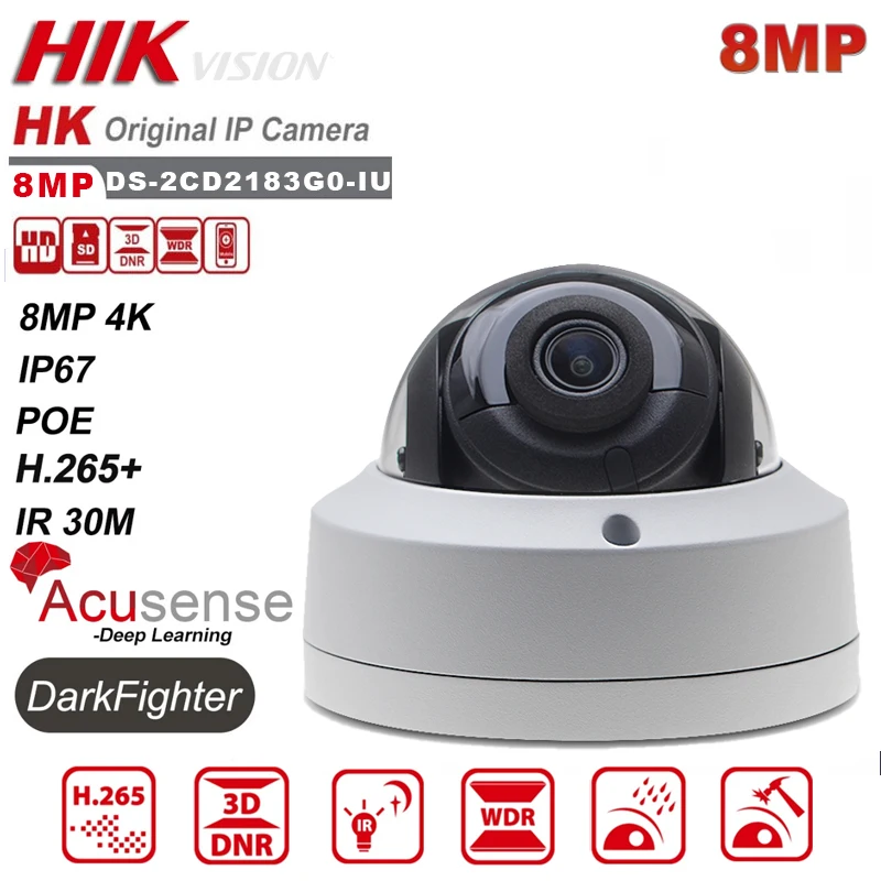 

Original HIK DS-2CD2183G0-IU Replace DS-2CD2185FWD-IS 8MP POE 4K HD IR Built-in Mic Network Dome Camera Upgardeable Video