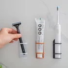 Настенный держатель для зубных щёток, держатель для электрической зубной щётки, держатель для бритвы, без перфорации, аксессуары полки для хранения для ванной комнаты