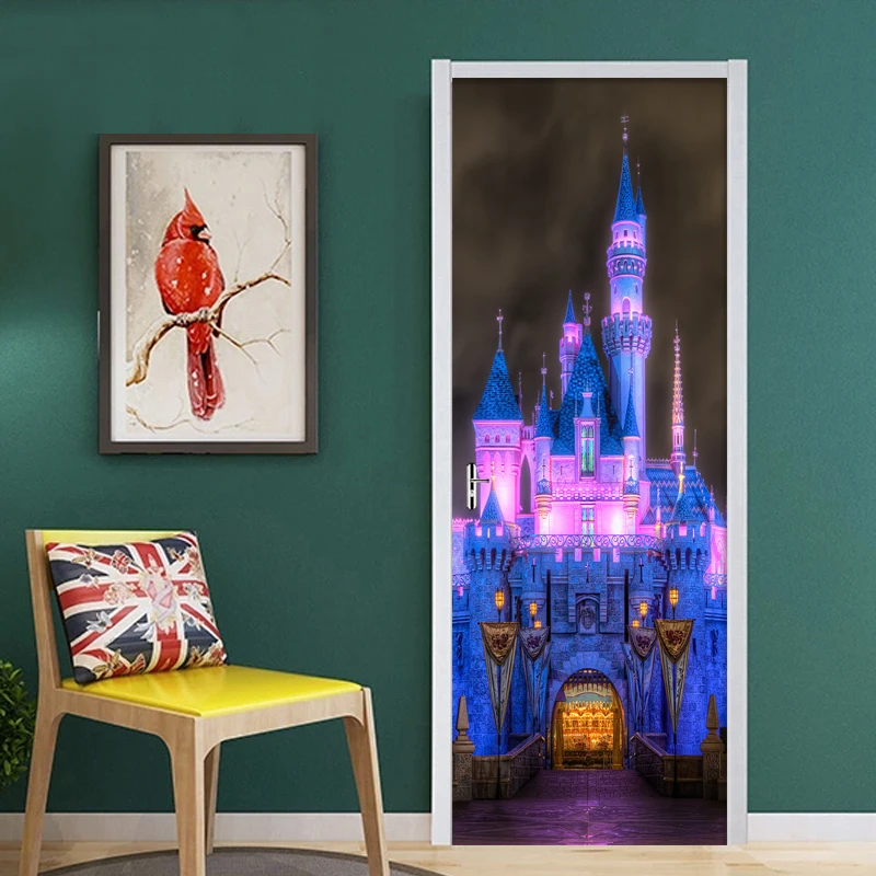 3D Фиолетовый замок ночь вид двери наклейки окна виниловая наклейка Бог ПВХ