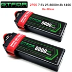 Аккумулятор GTFDR Lipo 2S, 2 шт., 7,4 В, 7,6 В, 5200 мА  ч, 6200 мА  ч, 6500 мА  ч, 8000 мА  ч, 100C, 200C, 140C, 280C, Графеновый, для радиоуправляемого автомобиля, грузовика, резервуара Truggy