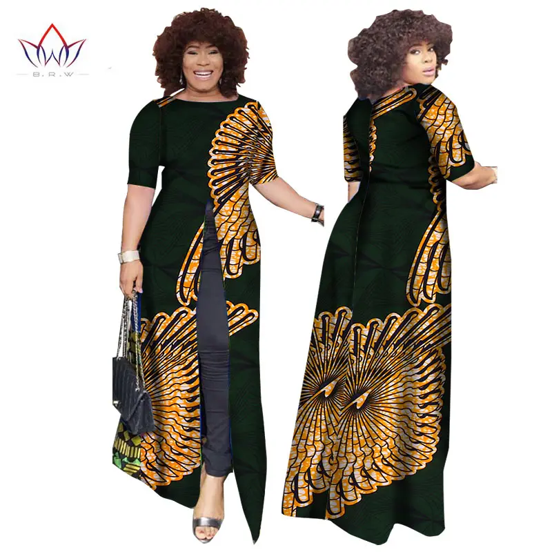 Африканский dashiki африканских платья повседневные Прямые сплит печати Африканский принт хлопок Одежда Сорочка африканского Femme brw WY852 - Цвет: 1