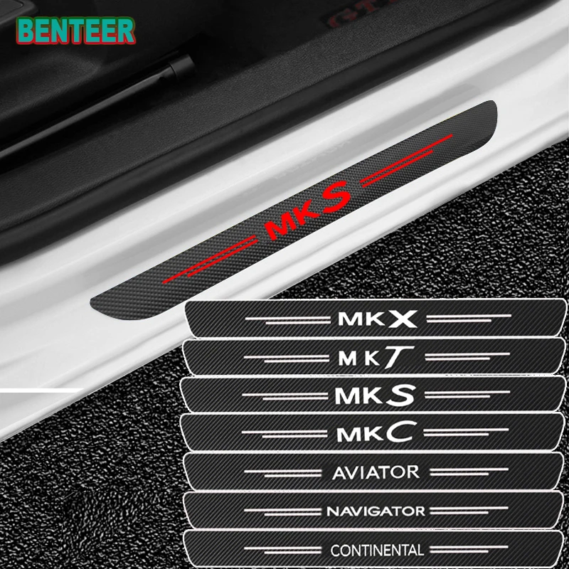 

4pcs Carbon fiber Car Door Sticker For Lincoln AVIATOR CONTINENTAL NAVIGATOR MKC MKS MKT MKX MKZ Auto Accessories