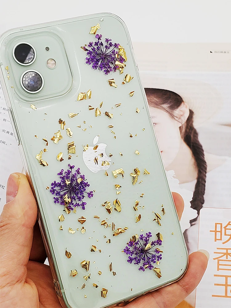 

Vivo X60 X50 Pro Plus X60Pro X50Pro X60ProPlus X50ProPlus X27 Phone Back Cover Clear Cute Real Flower Glitter Case For Girls Art