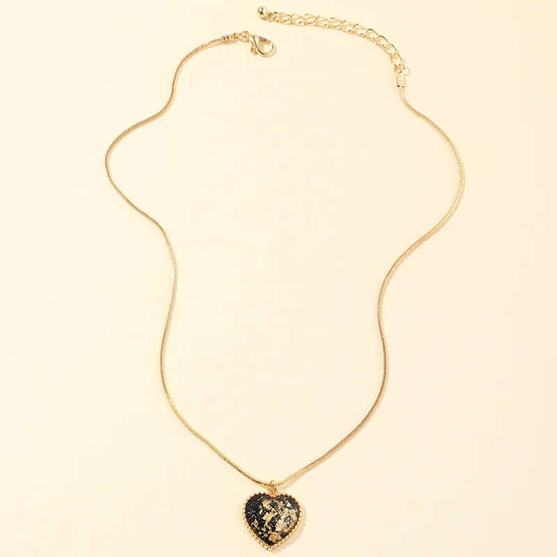 Sweet Girls Necklaces Fashion Women Lover Heart Pendant Retro Gold Foil Alloy Necklace Jewelry Gifts For Wedding Engagement | Украшения и