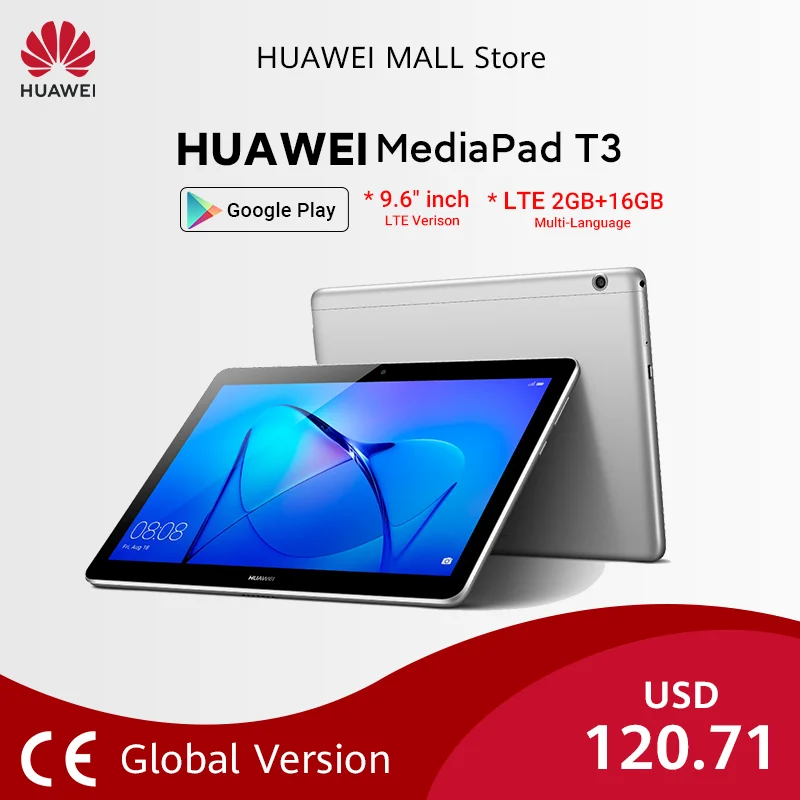 В наличии глобальная версия Huawei MediaPad T3 10 планшет LTE 2 Гб оперативной памяти 16