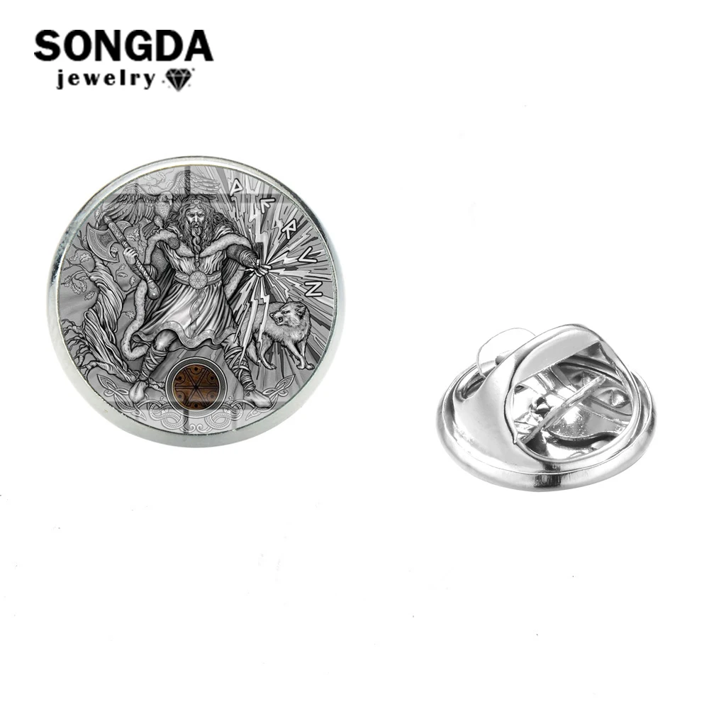 SONGDA славянские Thundermarks Перуна Нержавеющая сталь значки знак стеклянный кабошон
