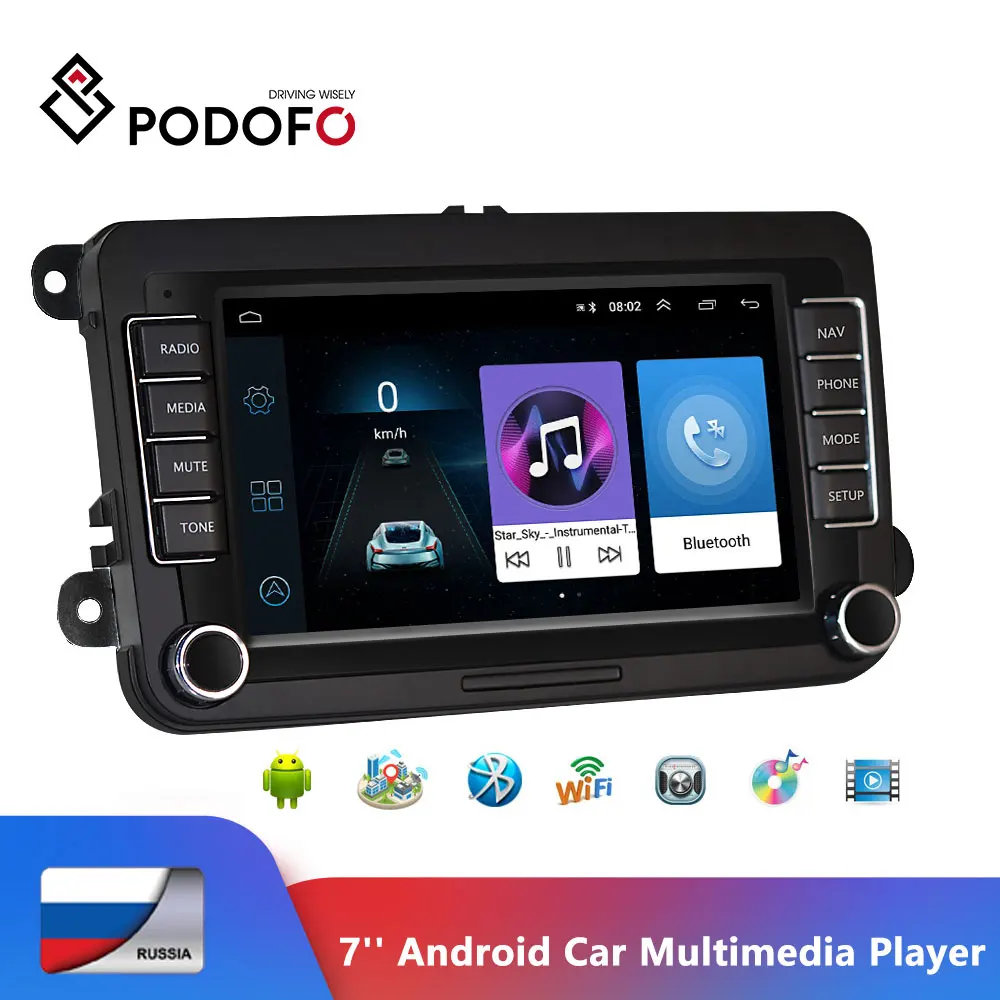 

Podofo 7'' Android Car Multimedia Player 2din Car Radio Audio Bluetooth MP5 FM Radio Android＆IOS Mirror Link For VW Autoradio
