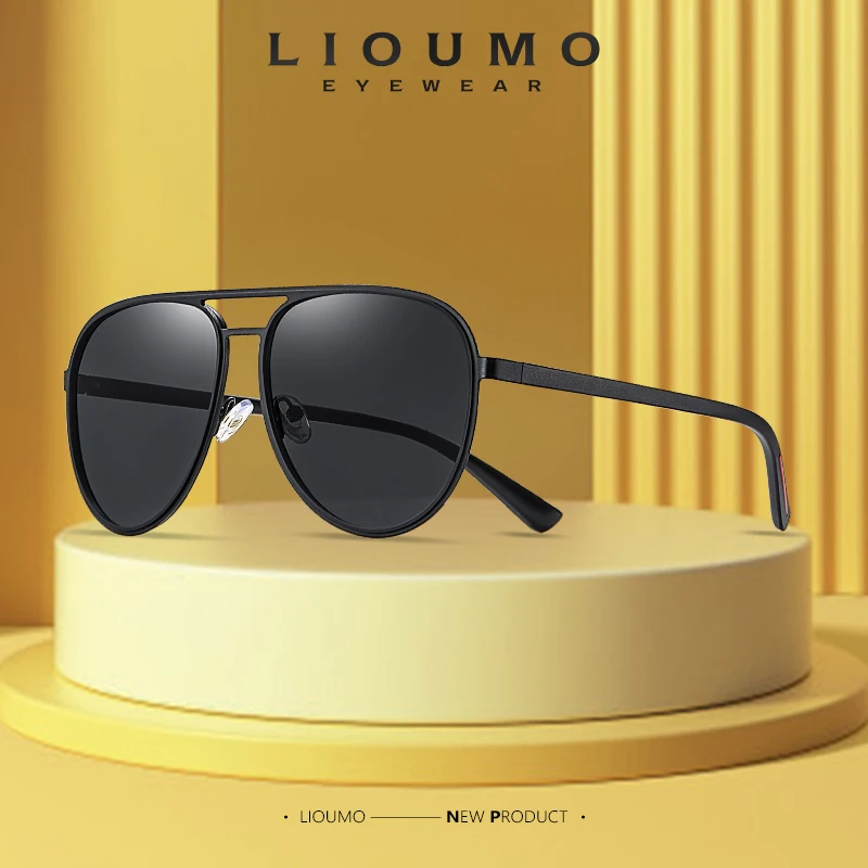

LIOUMO, поляризационные солнцезащитные очки, негабаритные, для мужчин, классические, металлическая большая оправа, градиентные очки, для женщи...