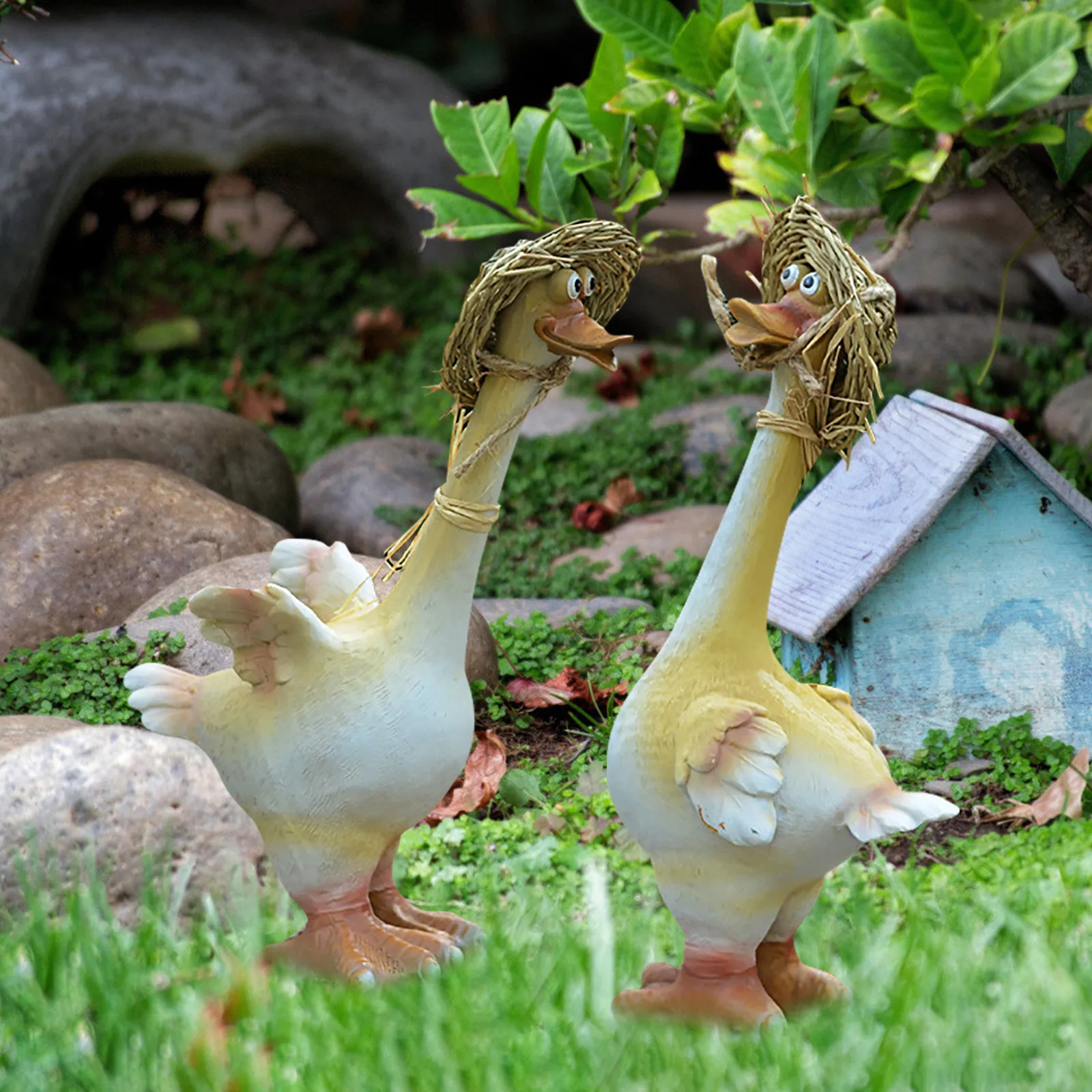 Соломенная шляпа из смолы для сада пары уток садовый пруд Ландшафтная