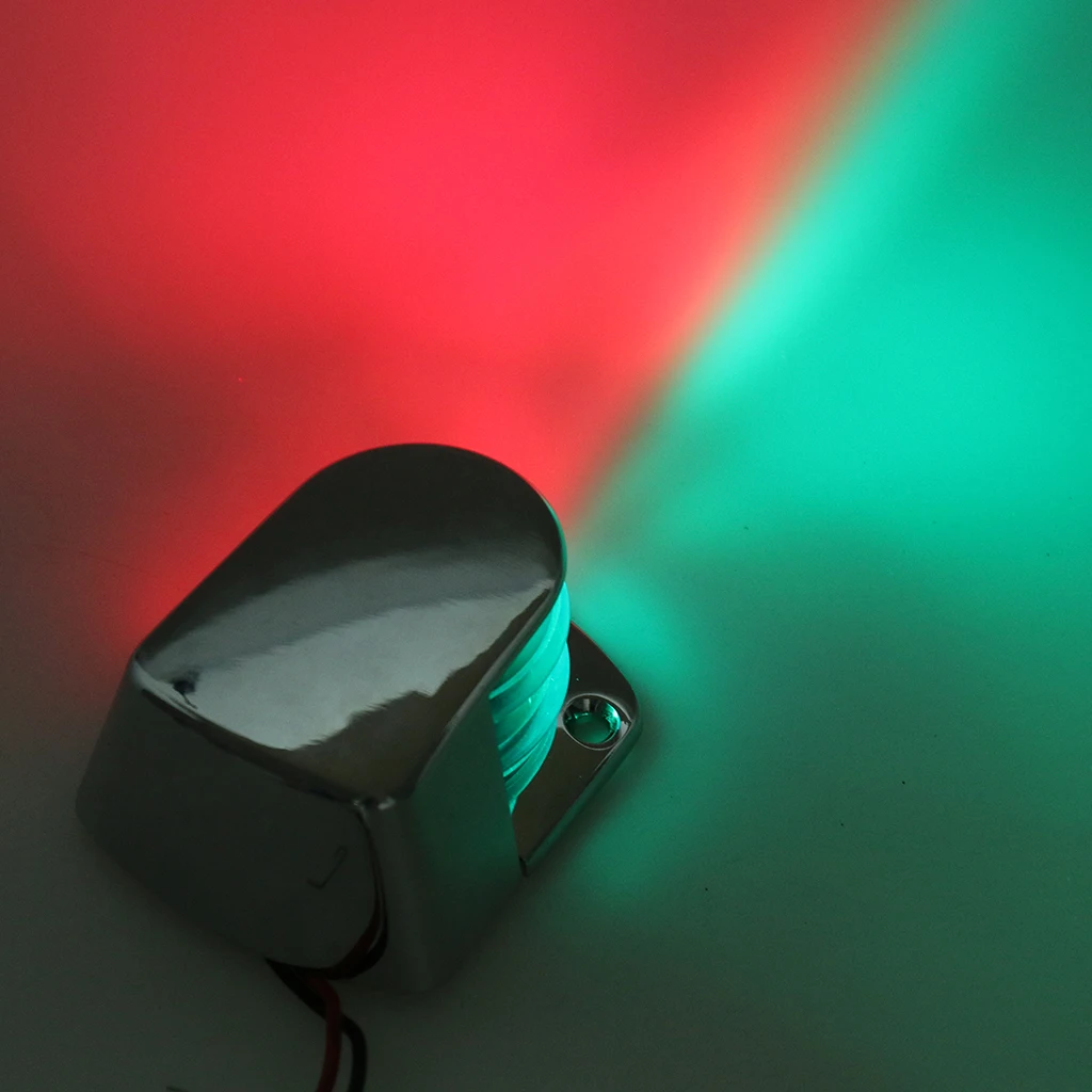 

Boat Stainless Bow Navigation Lights Bi-Color Red Green Lens Signal Lights