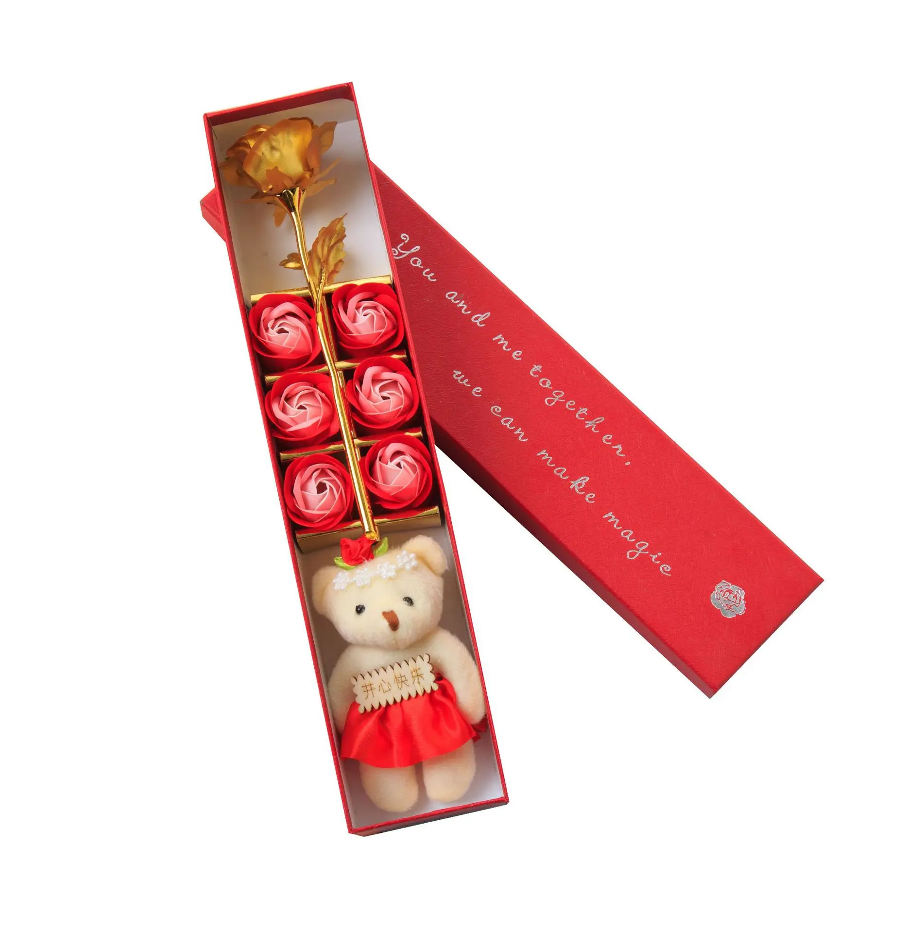 Креативный подарок на день Святого Валентина покрытая фольгой 24 К розовая