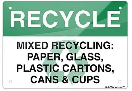 

Destiny'S Recycle Aluminum Metal Sign Mixed Recycling: Paper, Glass, Plastic Aluminum Decorative Signs