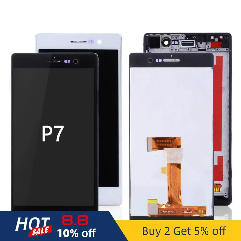 Оригинальный дисплей для HUAWEI P7 lcd сенсорный экран дигитайзер с рамкой Ascend ЖК